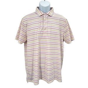 G/FORE Golf Polo Shirt White Striped Mens Size Large Short Sleeve AS IS